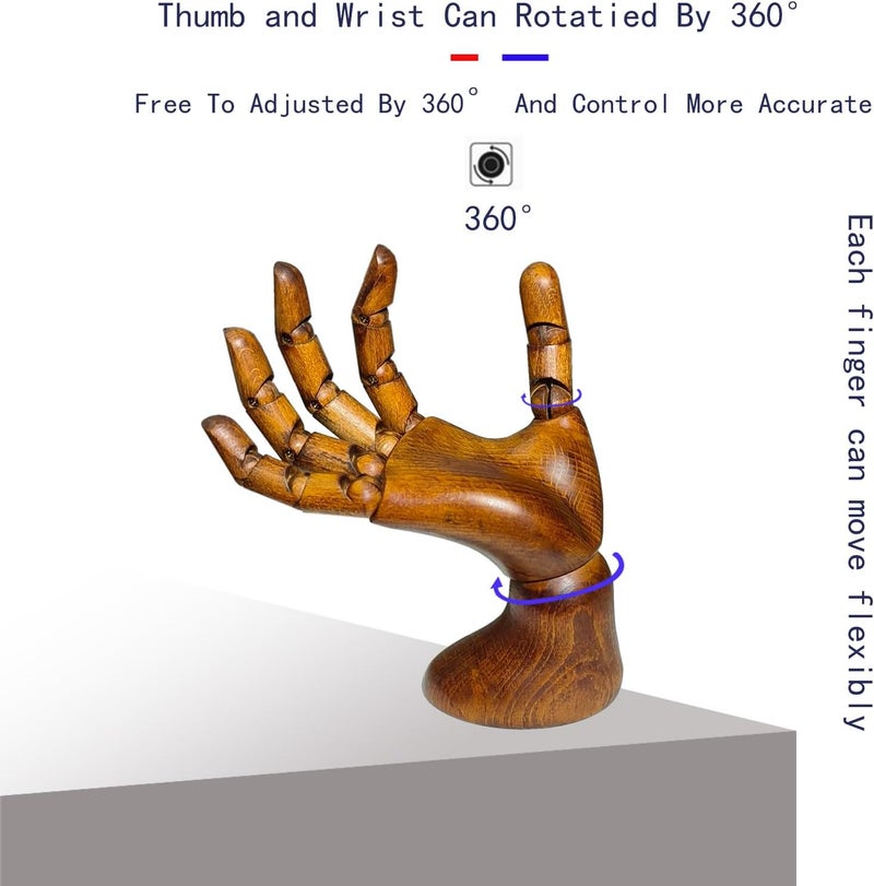 yangjietf Mannequin,Mannequin Hand,Hand Model,Hand Mannequin for Nails,Drawing Mannequin Wooden Hand,Wooden Mannequin,Antique Finish Wood Hand,Hand Model for Drawing,Male Hand of Right with Antique Finish. - Image 2
